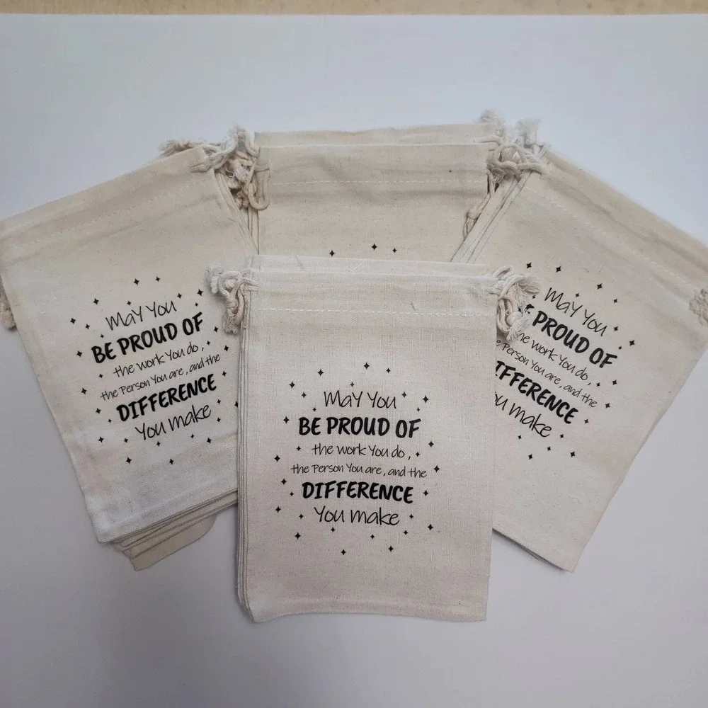 20 Thank You Appreciation Fabric Gift Bags Drawstring Employee‎ Coworker Teacher